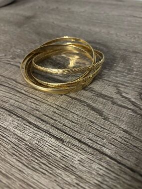 Gold-Tone Multi-Textured Bangle Bracelet Set